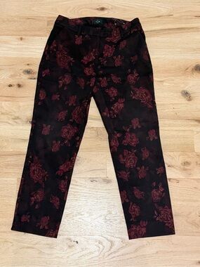Burgundy Floral Dress Pants - Wine Rose Print